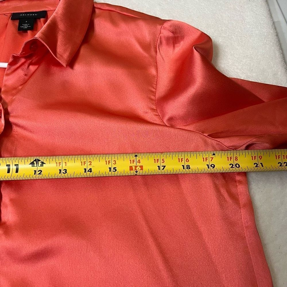 Halogen Orange Button Down Blouse Career Wear Sma… - image 8